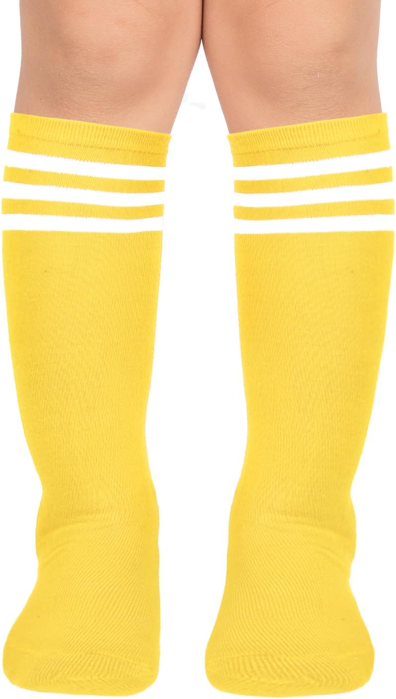 Benefeet Sox Kids Soccer Socks Toddler Knee High Tube Long Socks Soft for Girls Three Stripes Youth Cotton Soccer Socks - Image 1